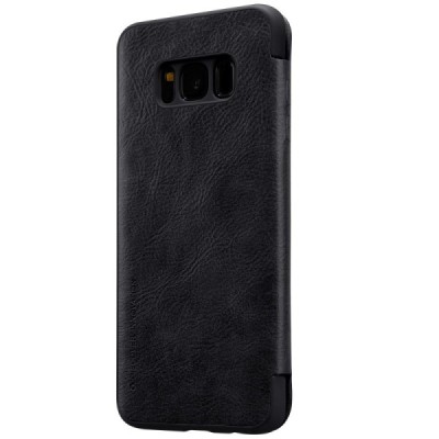 Prabangus „Nillkin“ Qin serijos juodas odinis atverčiamas Samsung Galaxy S8 (G950) dėklas / Priedai.lt