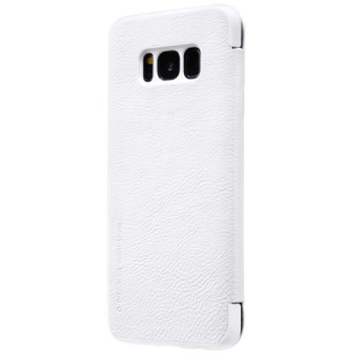 Prabangus „Nillkin“ Qin serijos baltas odinis atverčiamas Samsung Galaxy S8 (G950) dėklas / Priedai.lt