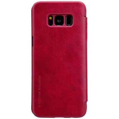 Prabangus „Nillkin“ Qin serijos raudonas odinis atverčiamas Samsung Galaxy S8 (G950) dėklas / Priedai.lt