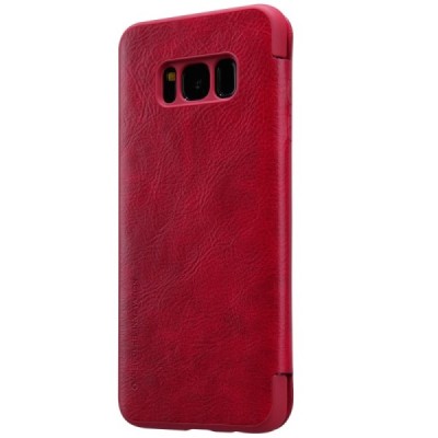 Prabangus „Nillkin“ Qin serijos raudonas odinis atverčiamas Samsung Galaxy S8 (G950) dėklas / Priedai.lt