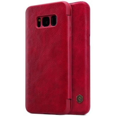 Prabangus „Nillkin“ Qin serijos raudonas odinis atverčiamas Samsung Galaxy S8 (G950) dėklas / Priedai.lt