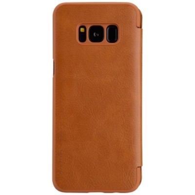 Prabangus „Nillkin“ Qin serijos rudas odinis atverčiamas Samsung Galaxy S8 (G950) dėklas / Priedai.lt