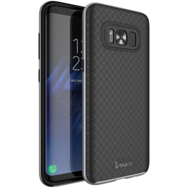 „IPAKY“ Kõva silikoon (TPU) kaaned - must / hall (Galaxy S8+)