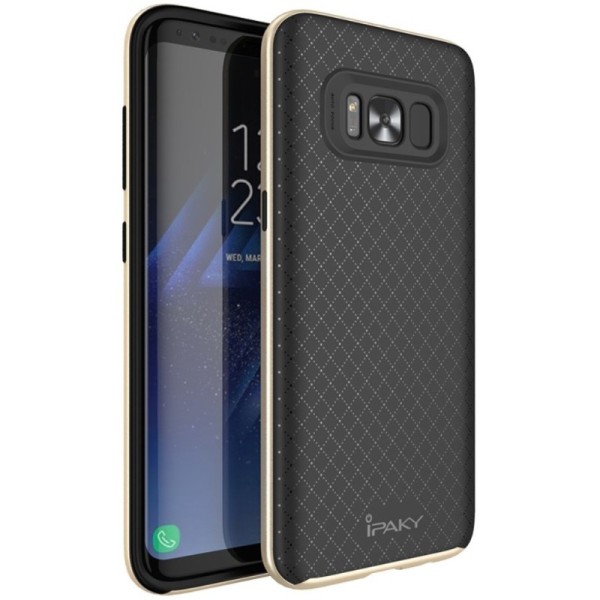 „IPAKY“ Kõva silikoon (TPU) kaaned - must / kuldne (Galaxy S8+)