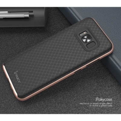 Samsung Galaxy S8+ (G955) „IPAKY“ kieto silikono TPU juodas (rožiniais apvadais) dėklas - nugarėlė / Priedai.lt