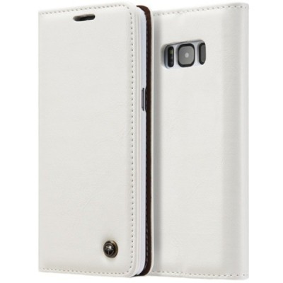 Samsung Galaxy S8 (G950) „CaseMe“ solidus atverčiamas baltas odinis dėklas - knygutė / Priedai.lt