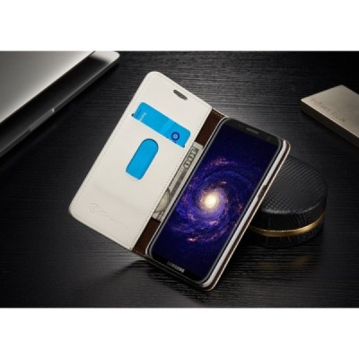 Samsung Galaxy S8 (G950) „CaseMe“ solidus atverčiamas baltas odinis dėklas - knygutė / Priedai.lt