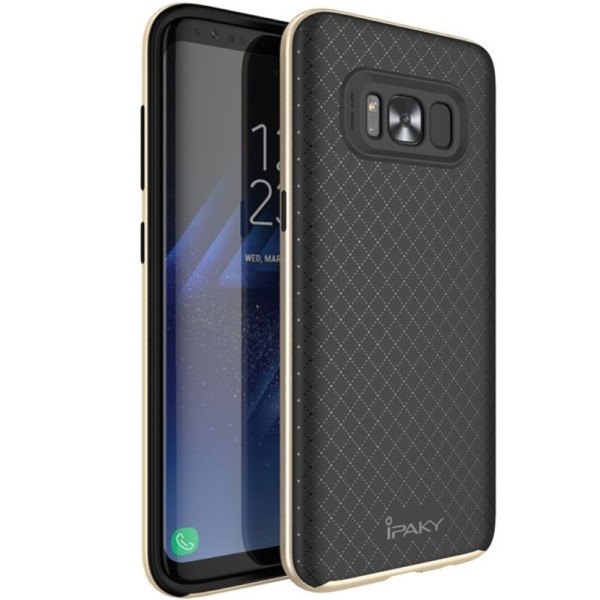 „IPAKY“ Kõva silikoon (TPU) kaaned - must / kuldne (Galaxy S8)
