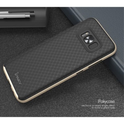 Samsung Galaxy S8 (G950) „IPAKY“ kieto silikono TPU juodas (auksiniais apvadais) dėklas - nugarėlė / Priedai.lt