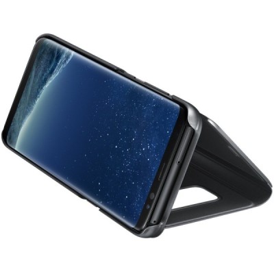 Samsung Galaxy S8 (G950) originalus Clear View Standing Cover atverčiamas juodas dėklas  / Priedai.lt