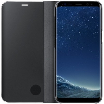 Samsung Galaxy S8 (G950) originalus Clear View Standing Cover atverčiamas juodas dėklas  / Priedai.lt