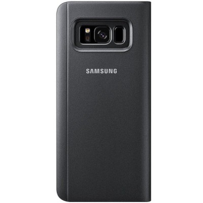 Samsung Galaxy S8 (G950) originalus Clear View Standing Cover atverčiamas juodas dėklas  / Priedai.lt