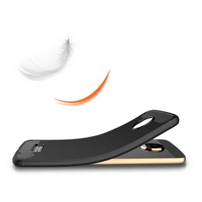 Motorola Moto Z (Moto Z Droid) „Carbon“ kieto silikono TPU juodas dėklas - nugarėlė / Priedai.lt