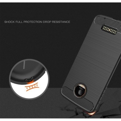 Motorola Moto Z (Moto Z Droid) „Carbon“ kieto silikono TPU juodas dėklas - nugarėlė / Priedai.lt