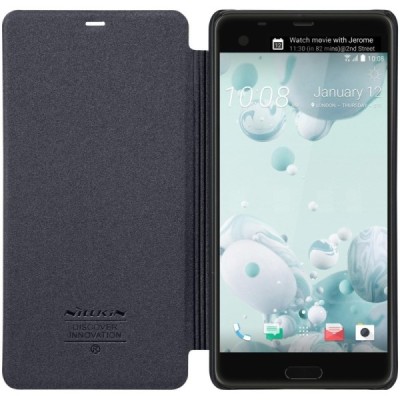 HTC U Ultra (Ocean Note) pilkas odinis atverčiamas Nillkin Sparkle dėklas / Priedai.lt