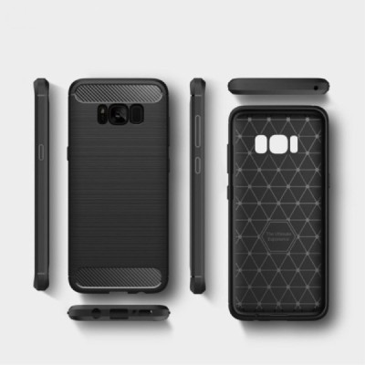 Samsung Galaxy S8+ (G955) „Carbon“ kieto silikono TPU juodas dėklas - nugarėlė / Priedai.lt