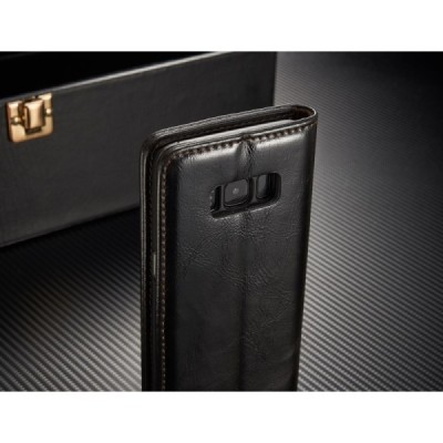 Samsung Galaxy S8+ (G955) „CaseMe“ solidus atverčiamas juodas odinis dėklas - knygutė / Priedai.lt