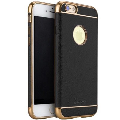 Apple iPhone 6 / 6s „IPAKY“ Luxury kieto silikono TPU juodas (auksiniais apvadais) dėklas - nugarėlė / Priedai.lt