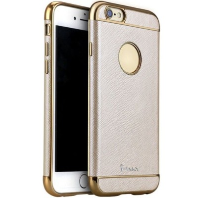 Apple iPhone 6 / 6s „IPAKY“ Luxury kieto silikono TPU rausvai auksinis (auksiniais apvadais) dėklas - nugarėlė / Priedai.lt