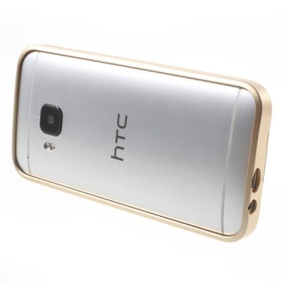 Stilingas auksinis HTC One M9 rėmelis - kraštų apvadas (bamperis) / Priedai.lt
