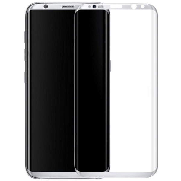 „Calans“ 9H Tempered Glass täielik katvus kaitsev ekraaniklaas 0.2 mm - hõbedane (Galaxy S8+)