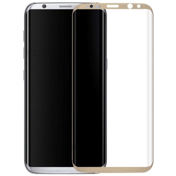 „Calans“ 9H Tempered Glass täielik katvus kaitsev ekraaniklaas 0.2 mm - kuldne (Galaxy S8+)