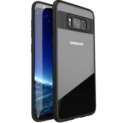 „IPAKY“ Frame Samsung Galaxy S8 (G955) skaidrus juodos spalvos apvadais kieto silikono (TPU) dėklas / Priedai.lt