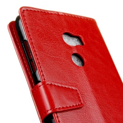 HTC One X10 atverčiamas raudonas odinis dėklas - piniginė / Priedai.lt
