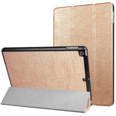 Apple iPad 9.7" 2017 (iPad 9.7" 2018) atverčiamas auksinis odinis dėklas - knygutė / Priedai.lt
