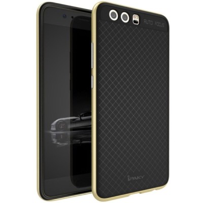 Huawei P10 Plus „IPAKY“ kieto silikono TPU juodas (auksiniais apvadais) dėklas - nugarėlė / Priedai.lt