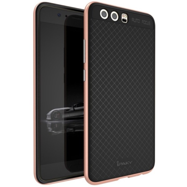 „IPAKY“ Kõva silikoon (TPU) kaaned - must / roosa (P10 Plus)