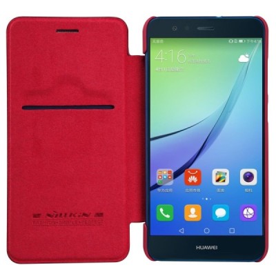 Prabangus „Nillkin“ Qin serijos raudonas odinis atverčiamas Huawei P10 Lite dėklas - knygutė / Priedai.lt