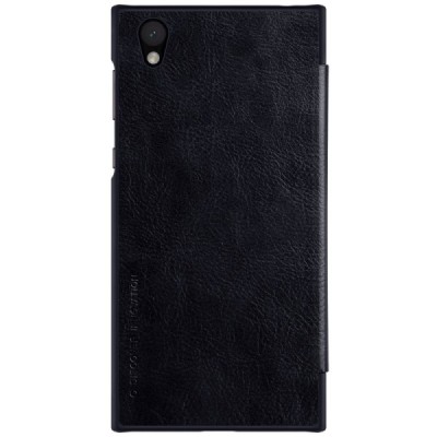 Prabangus „Nillkin“ Qin serijos juodas odinis atverčiamas Sony Xperia L1 (G3311, G3312, G3313) dėklas / Priedai.lt