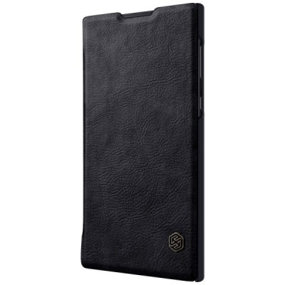 Prabangus „Nillkin“ Qin serijos juodas odinis atverčiamas Sony Xperia L1 (G3311, G3312, G3313) dėklas / Priedai.lt