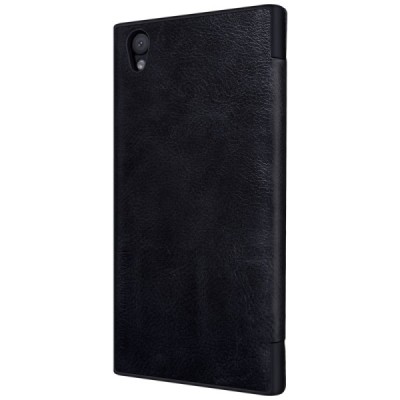 Prabangus „Nillkin“ Qin serijos juodas odinis atverčiamas Sony Xperia L1 (G3311, G3312, G3313) dėklas / Priedai.lt