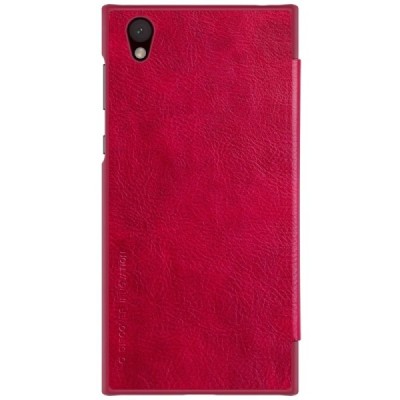 Prabangus „Nillkin“ Qin serijos raudonas odinis atverčiamas Sony Xperia L1 (G3311, G3312, G3313) dėklas / Priedai.lt