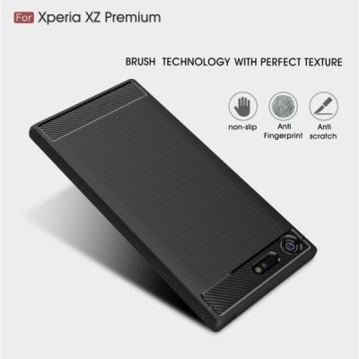 Sony XZ Premium „Carbon“ kieto silikono TPU juodas dėklas - nugarėlė / Priedai.lt