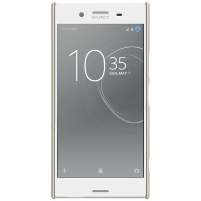 Nillkin Frosted Shield Sony Xperia XZ Premium (Xperia XZ Premium Dual) auksinis plastikinis dėklas + apsauginė ekrano plėvelė / 