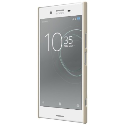 Nillkin Frosted Shield Sony Xperia XZ Premium (Xperia XZ Premium Dual) auksinis plastikinis dėklas + apsauginė ekrano plėvelė / 