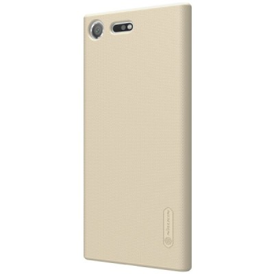 Nillkin Frosted Shield Sony Xperia XZ Premium (Xperia XZ Premium Dual) auksinis plastikinis dėklas + apsauginė ekrano plėvelė / 