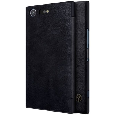 Prabangus „Nillkin“ Qin serijos juodas odinis atverčiamas Sony Xperia XZ Premium (Xperia XZ Premium Dual) dėklas - knygutė / Pri