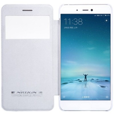 Prabangus „Nillkin“ Qin serijos baltas odinis atverčiamas Xiaomi Mi 5S dėklas - knygutė / Priedai.lt
