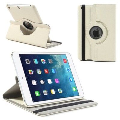Apple iPad Mini 1 / 2 / 3 atverčiamas, sukiojamas 360 laipsnių, smėlio spalvos medžiaginis dėklas - stovas / Priedai.lt