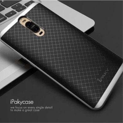 Huawei Mate 9 Pro (Mate 9 Pro Porsche Design) „IPAKY“ kieto silikono TPU juodas (sidabriniais apvadais) dėklas - nugarėlė / Prie