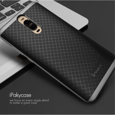 Huawei Mate 9 Pro (Mate 9 Pro Porsche Design) „IPAKY“ kieto silikono TPU juodas (pilkais apvadais) dėklas - nugarėlė / Priedai.l