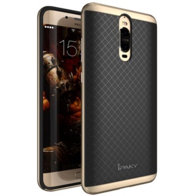 Huawei Mate 9 Pro (Mate 9 Pro Porsche Design) „IPAKY“ kieto silikono TPU juodas (aukso spalvos apvadais) dėklas - nugarėlė / Pri