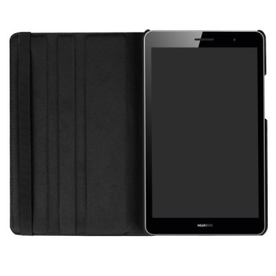 Huawei MediaPad T3 8.0 atverčiamas, sukamas 360 laipsnių, juodas odinis dėklas - stovas / Priedai.lt
