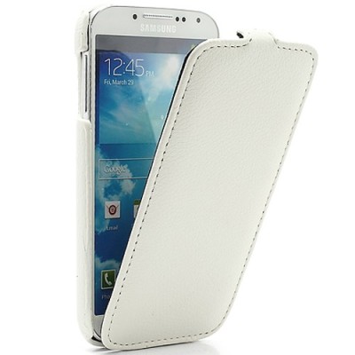 Atverčiamas „Melkco“ odinis baltas Samsung Galaxy S4 i9505, i9500 dėklas (dėkliukas) / Priedai.lt