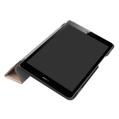 Huawei MediaPad T3 8.0 atverčiamas aukso spalvos odinis dėklas - knygutė / Priedai.lt