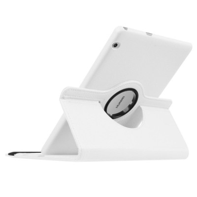 Huawei MediaPad T3 10 atverčiamas, sukamas 360 laipsnių, baltas odinis dėklas - stovas / Priedai.lt